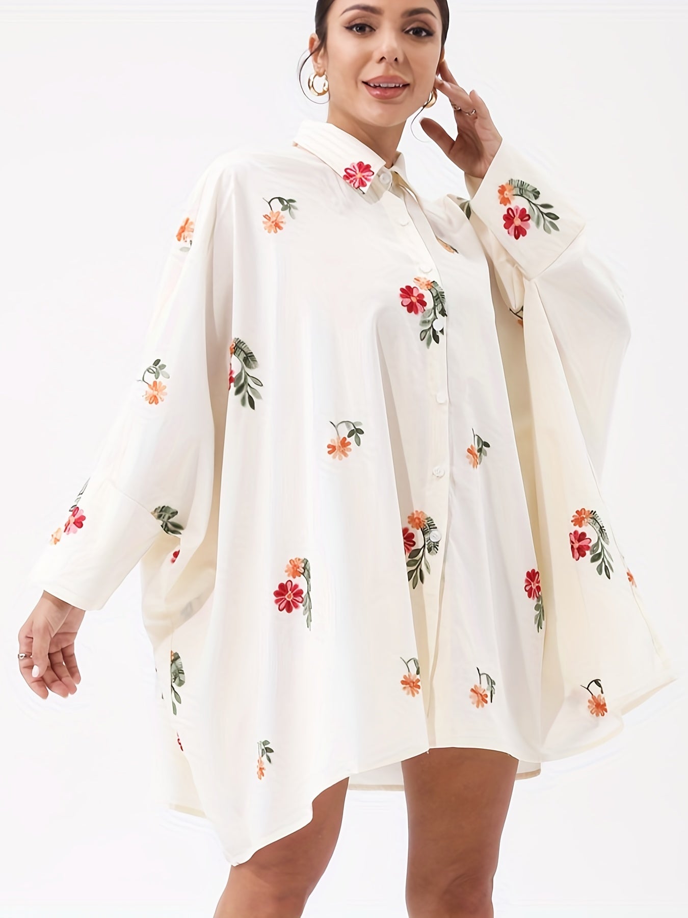Sunflower Print Long Sleeve Casual Blouse