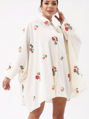 Sunflower Print Long Sleeve Casual Blouse