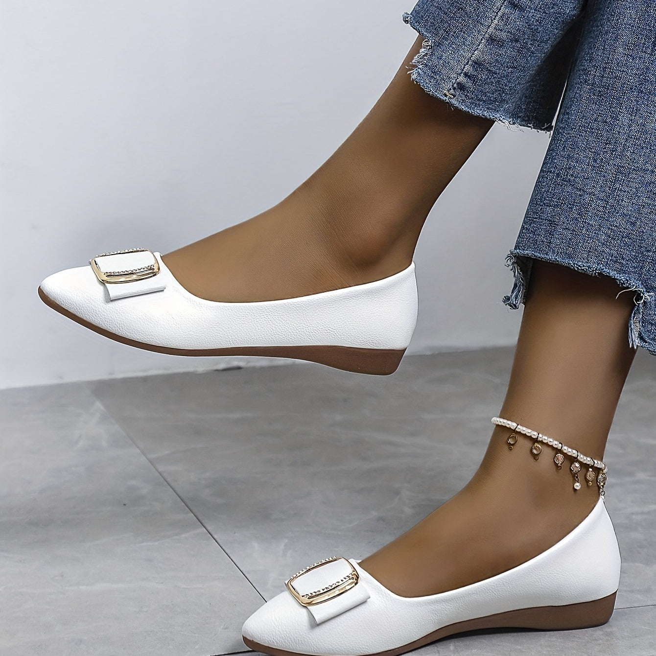 Women's Bow Decor Ballet Flats Soft Sole Slip On Shoes