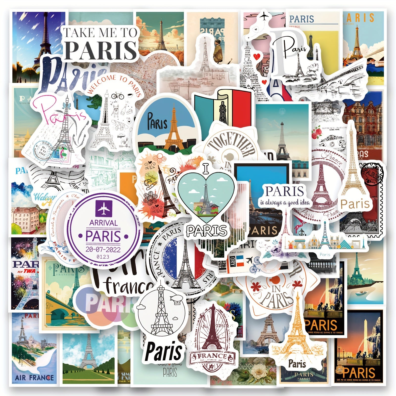 120pcs Paris City Travel Stickers Scrapbooks Journals Laptops