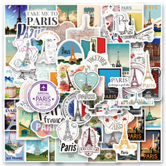 120pcs Paris City Travel Stickers Scrapbooks Journals Laptops