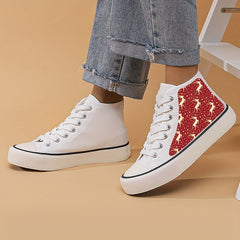 Christmas Reindeer Print Chunky Canvas Sneakers