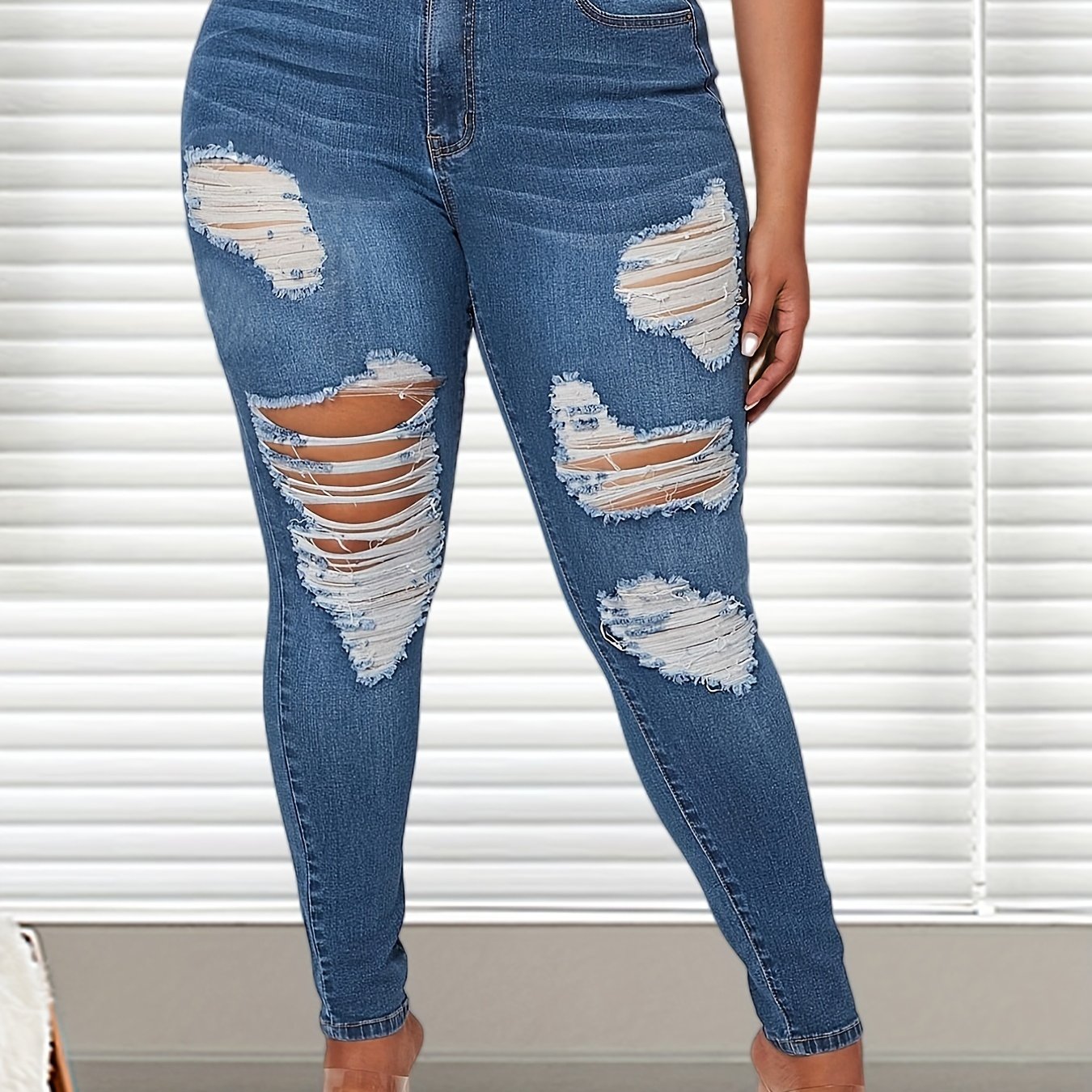 High Rise Skinny Denim Jeans Women's Plus High Stretch Casual Jeans