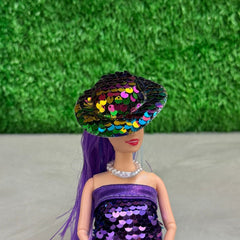 Dollhouse Hat with Sequins DIY Craft Accessory Gray