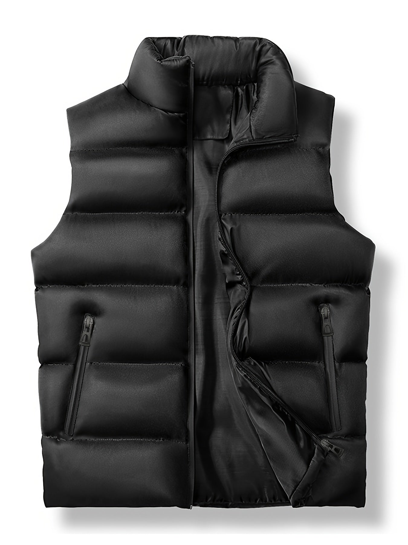 Men's Casual Zipper Pockets Stand Collar Zip Up Vest