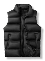 Men's Casual Zipper Pockets Stand Collar Zip Up Vest