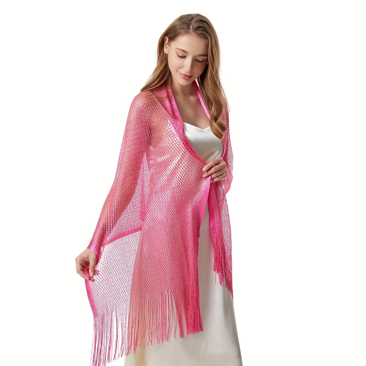 Summer Tassel Wrap Shawl Hollow Out Cape for Women
