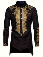 Men's African Traditional Long Sleeve Print Dashiki
