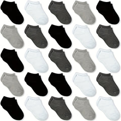 25 Pairs Boys Kids Ankle Socks Casual Plain Breathable Comfy Low Cut Boat Socks
