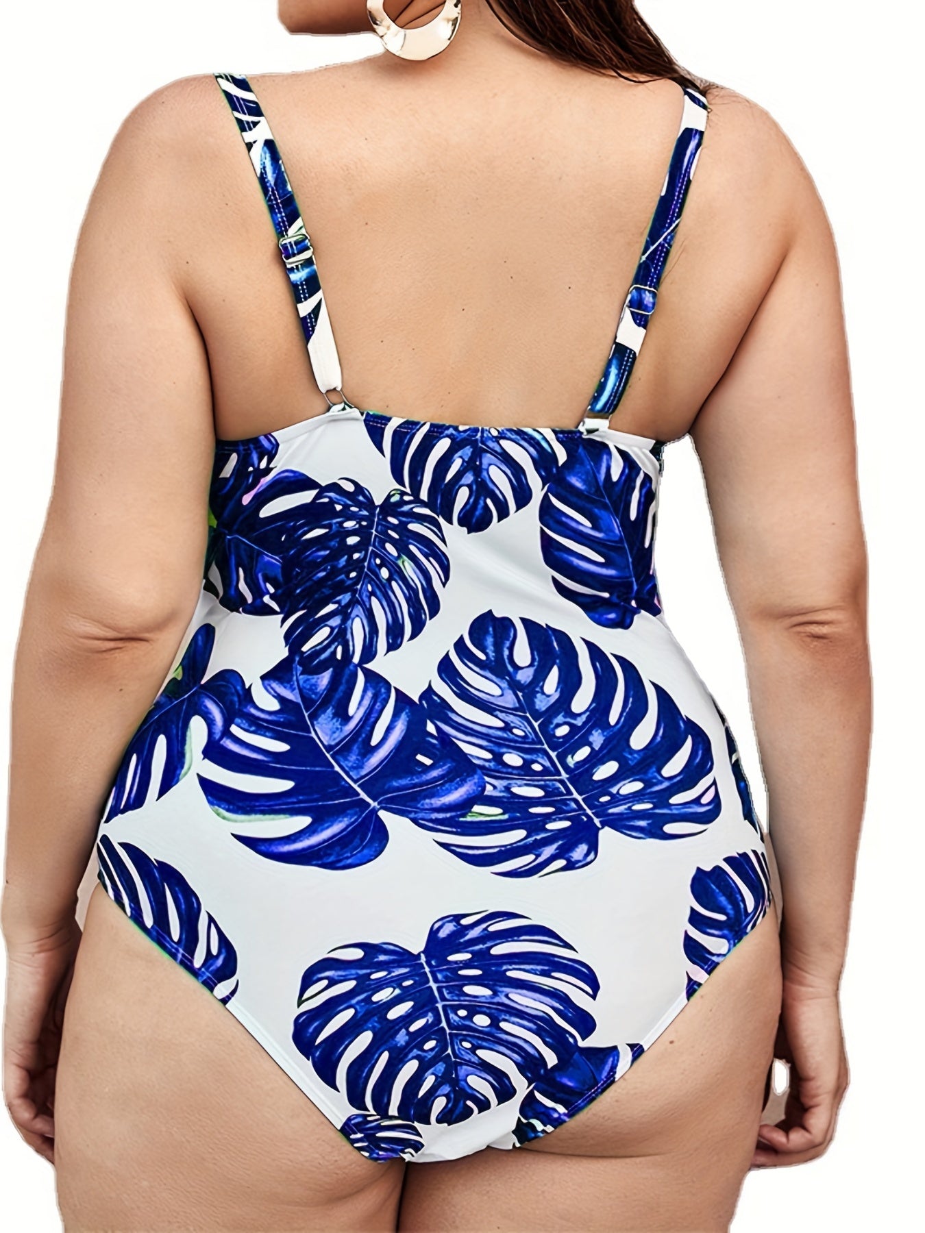 Tropical Print V Neck One Piece Swimsuit
