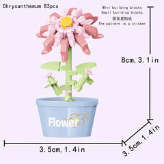 Mini Flowers Building Blocks Toy Chrysanthemum Daisy Rose Creative