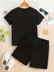 2pcs Boys Casual Short Sleeve T shirt&Shorts Set Summer Kids Clothing