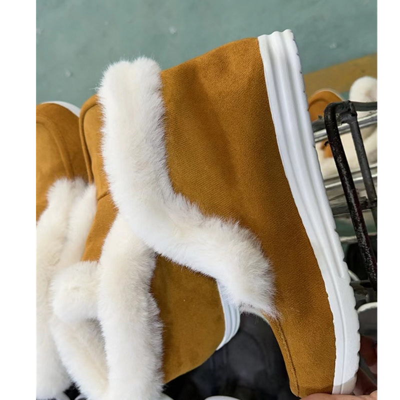 Women's Short Winter Boots Slip On Ankle High Snow Shoes