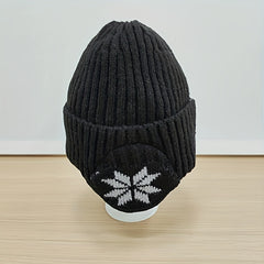 Winter Knitted Hat with Snowflake Earmuffs