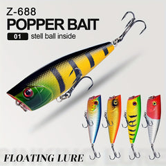 6pcs 7g Popper Lure Topwater Hard Bait Fishing Tackle
