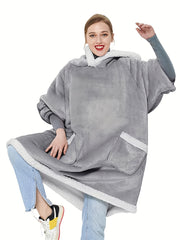 Fleece Hooded Lounge Robe with Pockets