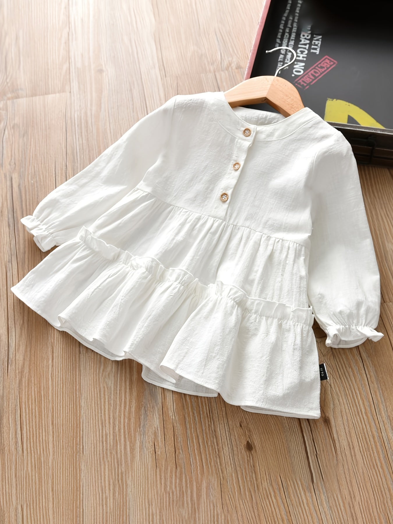 Girls Ruffled Blouse Long Sleeve Button Down Top for Autumn and Spring