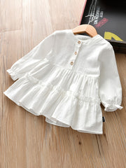 Girls Ruffled Blouse Long Sleeve Button Down Top for Autumn and Spring
