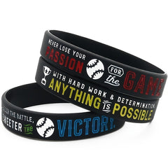 Motivational Baseball Silicone Bracelet for Teams & Players