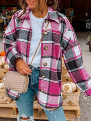 Plaid Shirt Jacket Long Sleeve Casual Shacket for Women