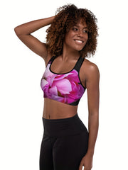 Floral Print Racer Back High Support Plus Size Sports Bra