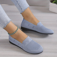 Women's Knit Flat Shoes Soft Sole Slip On Casual Walking Flats