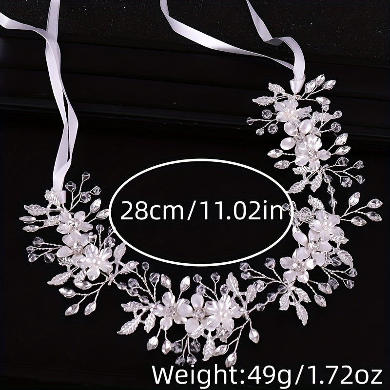 Crystal Pearl Headband Tiara Bridal Hairband Wedding Hair Accessories