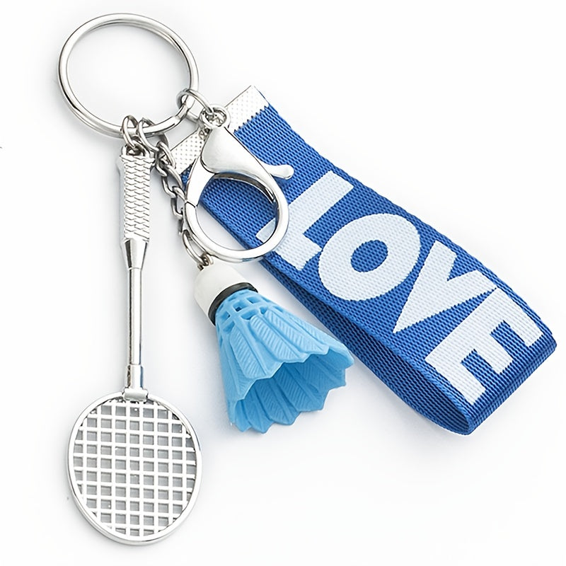 Badminton Racquet Keychain Alloy Key Chain Decoration
