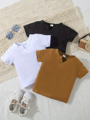 Baby V Neck T Shirts 3pcs Set Kids Comfy Casual Pullover Top
