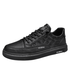 Men's Lace-up Sneakers PU Leather Skate Shoes with Traction