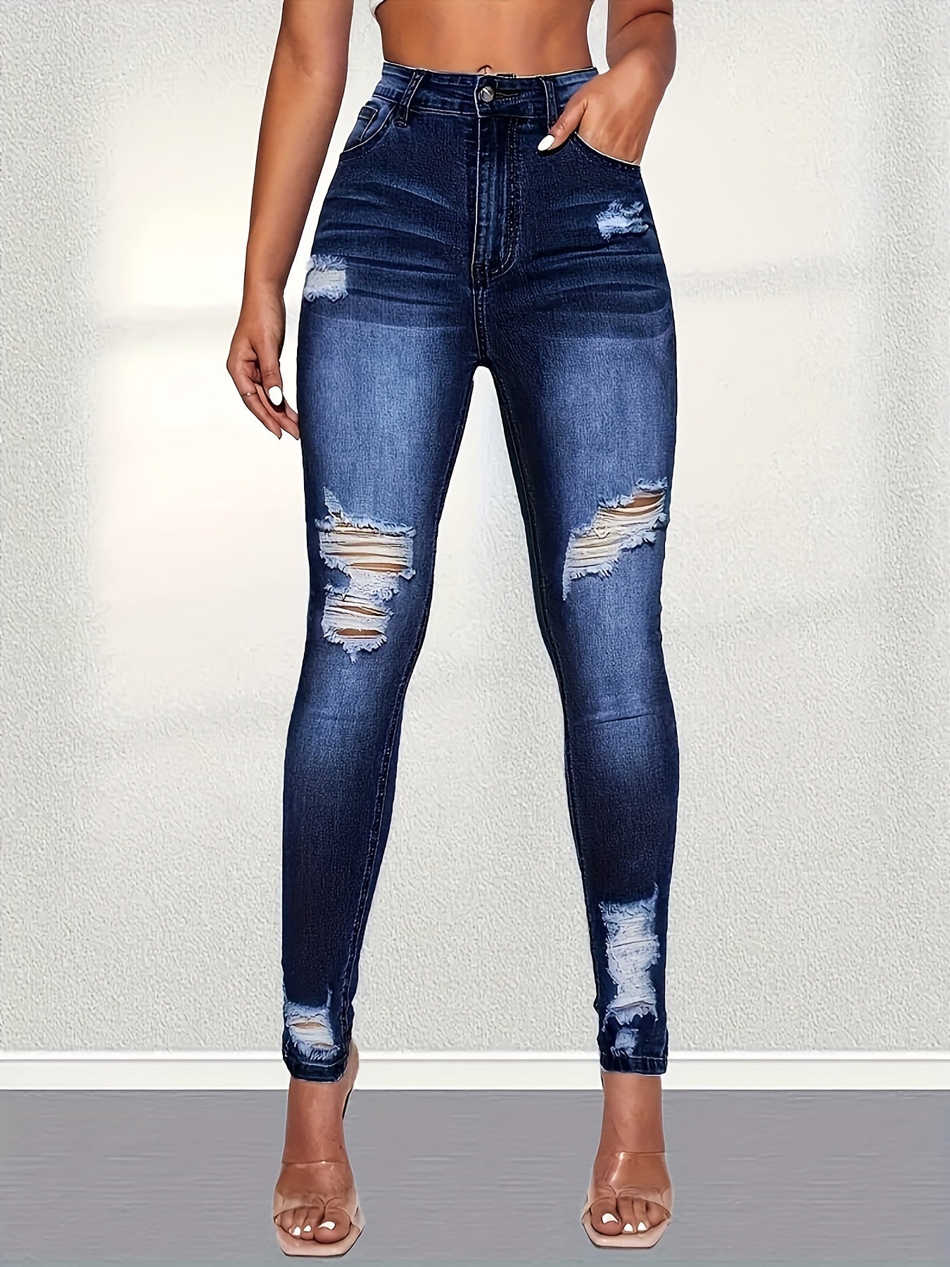 Ripped High Rise Skinny Jeans