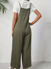Wide Leg Overall Jumpsuit Casual Solid Overall Jumpsuit