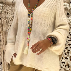 Women's Plus Size V-Neck Casual Sweater Knitted Long Sleeve Pullover Jumper