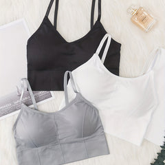 3pcs Solid Sports Bras Comfy & Breathable Yoga Workout Bra
