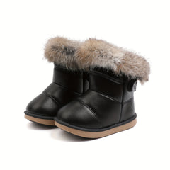 Girls Ankle Snow Boots Non Slip Plus Fleece Hook And Loop Fastener