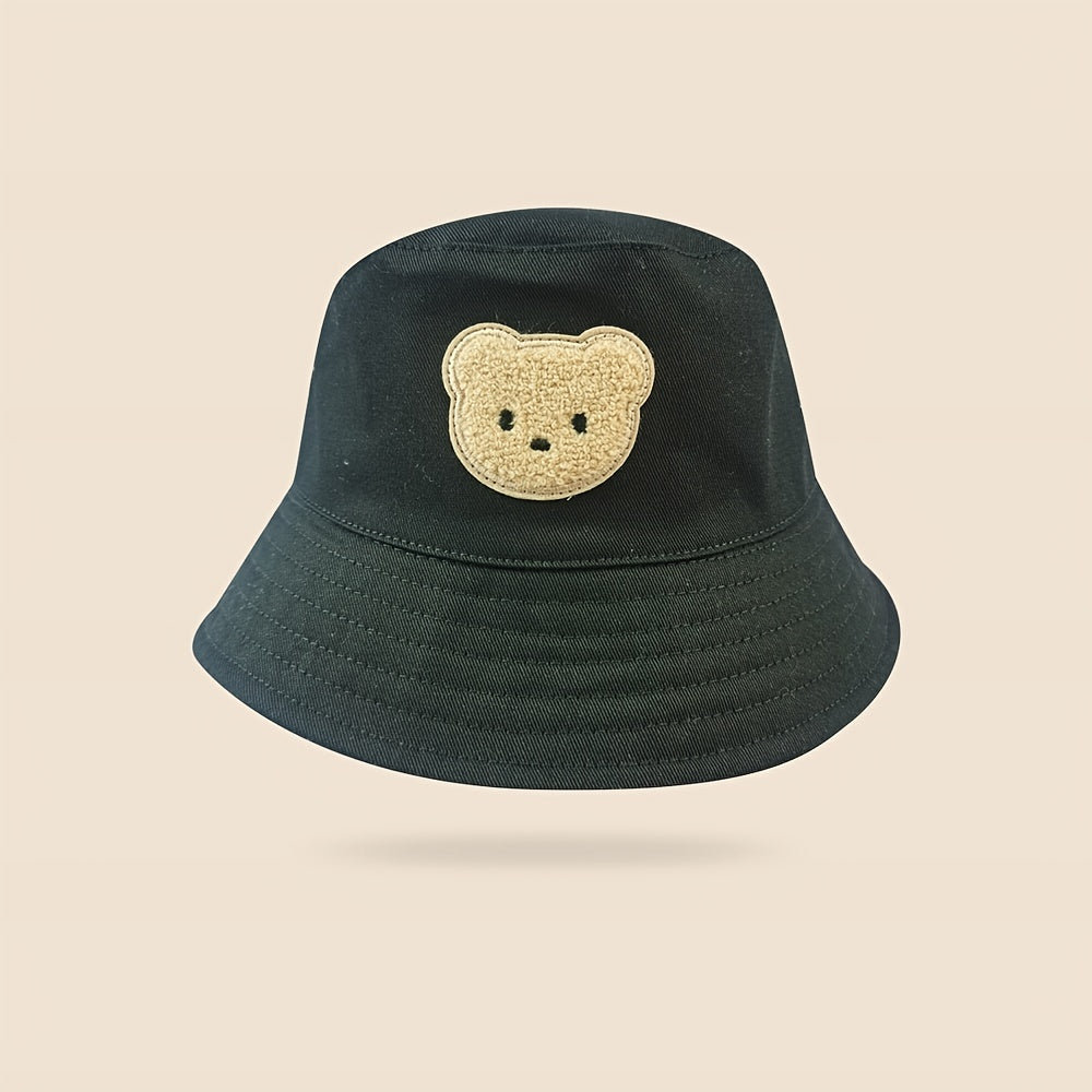 Boys Plush Bear Patch Bucket Hat Sun Hat