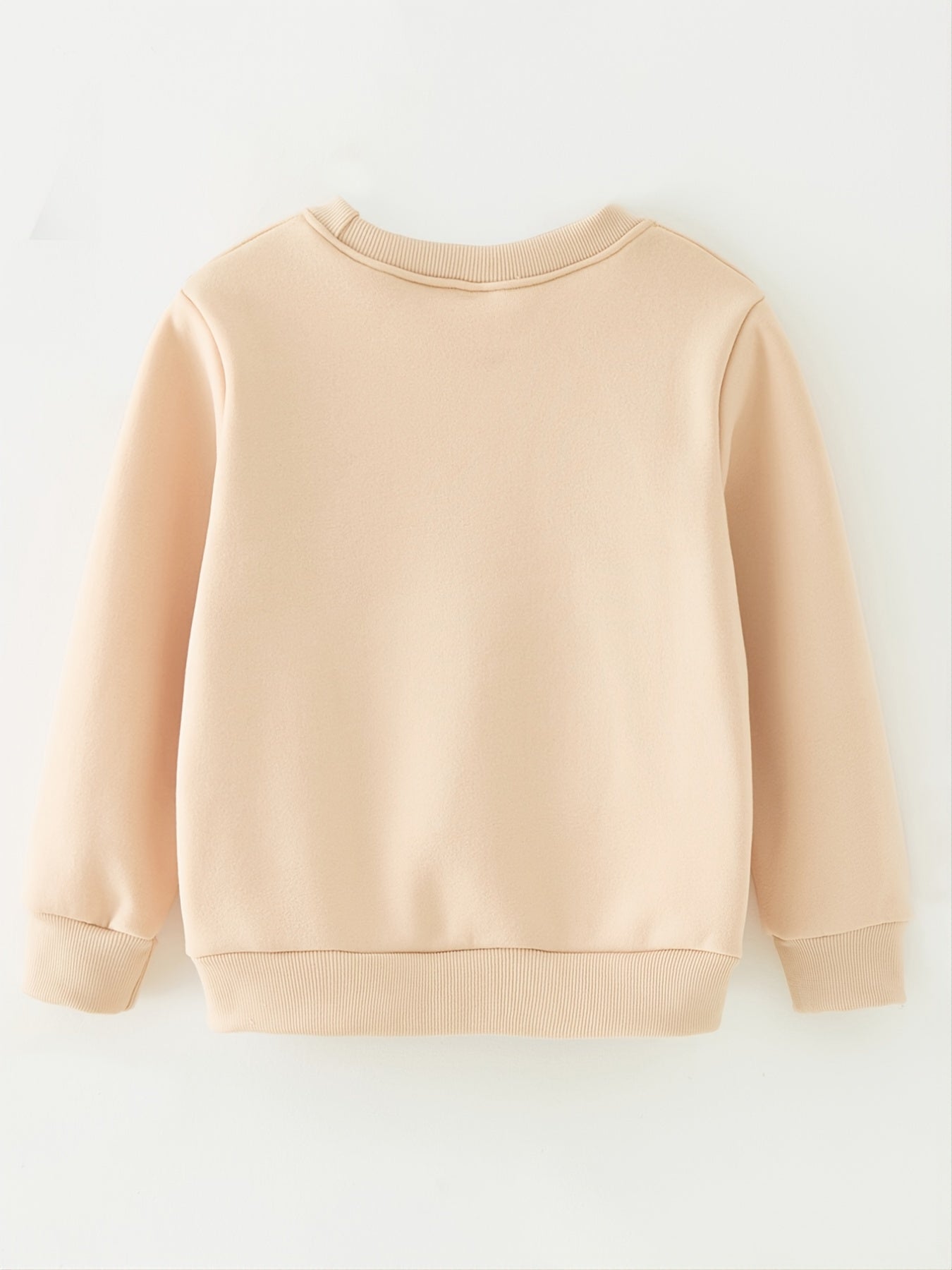 Girls Khaki Letter Print Sweatshirt Long Sleeve Round Neck