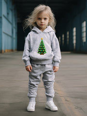 Christmas Tree Print Hoodies Pants Set For Spring Fall Sports Christmas Gift