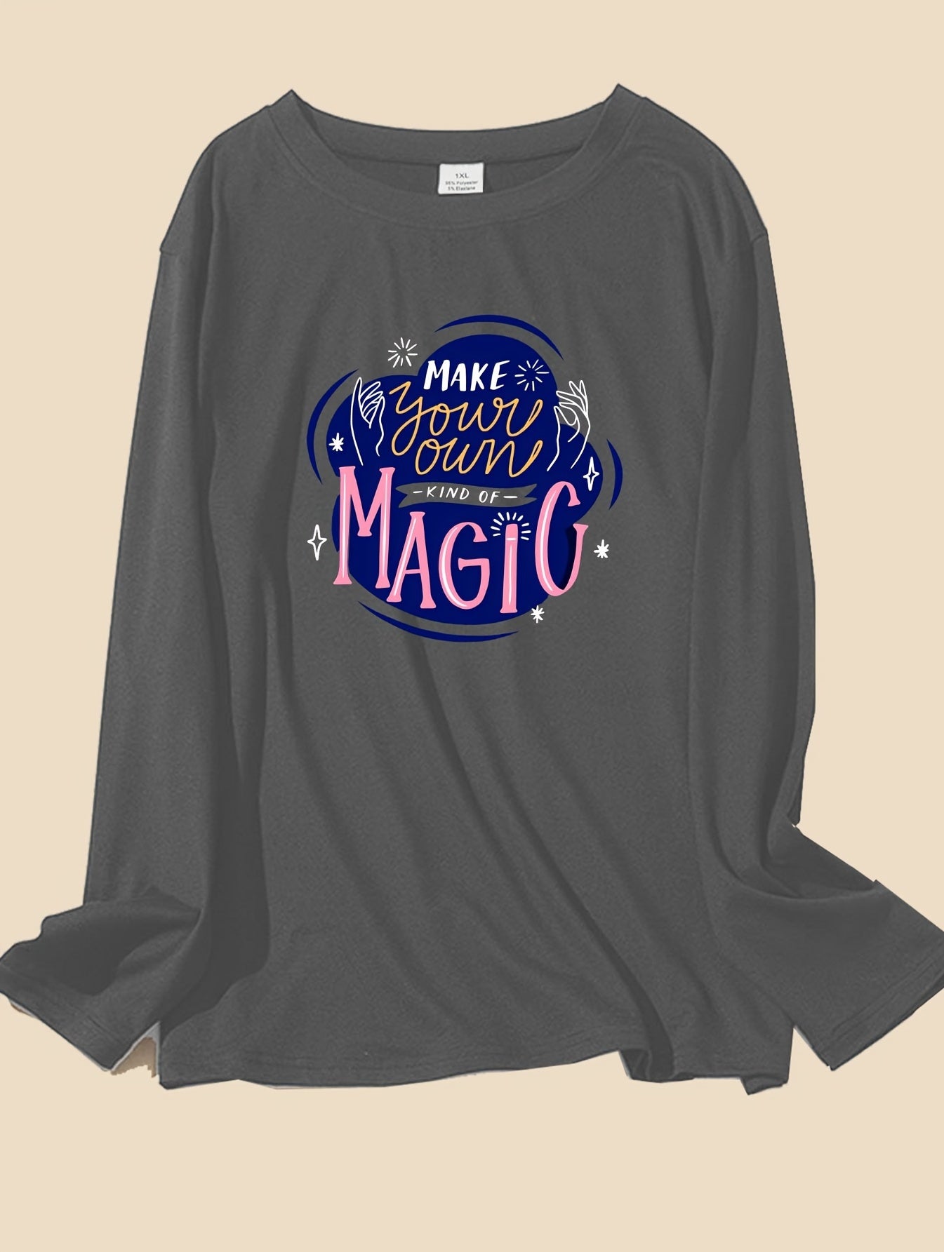Letter Graphic Long Sleeve Sleepwear Tee