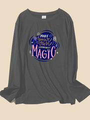 Letter Graphic Long Sleeve Sleepwear Tee