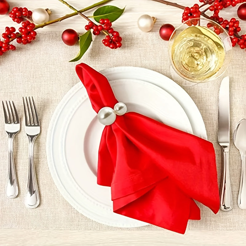 12pcs Pearl Metal Napkin Rings Hollow Christmas Decoration