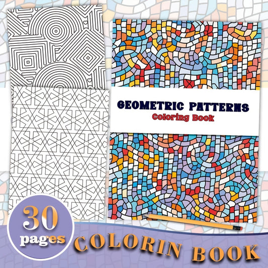 Geometric Patterns Coloring Book for Adults - Mindful Art Relax Gift