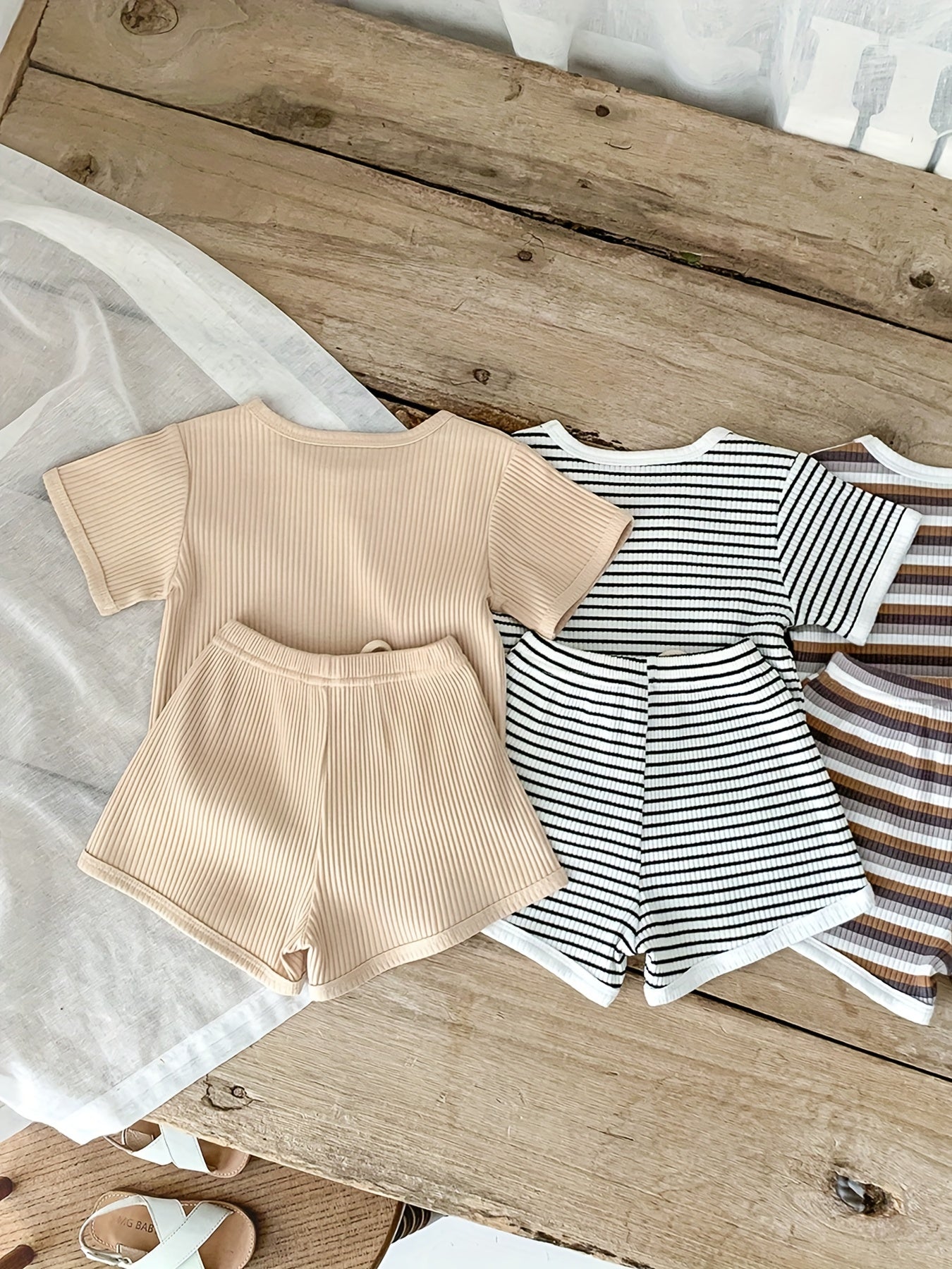 2pcs Baby Boys Striped T shirt & Shorts Summer Clothes Sets