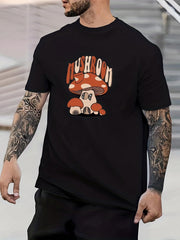 Cartoon Mushroom Print Men's Graphic T-shirt