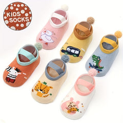 3 Pairs Non-slip Boat Socks for Baby Girls Kids
