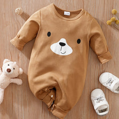 Bear Print Long Sleeve Baby Romper