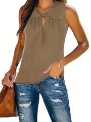 Twist Front Pleated Tank Top Sleeveless Summer Casual Top
