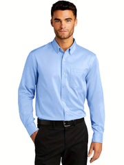 Men's Classic Button Up Shirt With Chest Pocket - Spring/Fall Business Attire