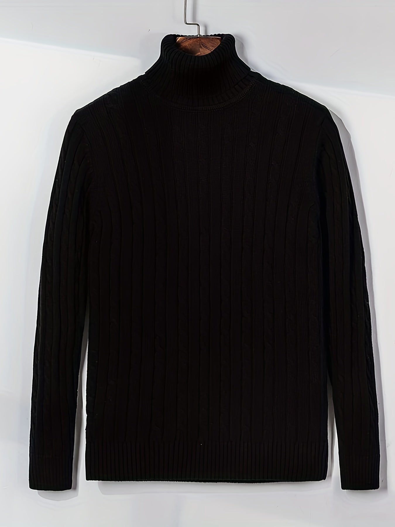 Men's Turtle Neck Knit Sweater Casual Mid Stretch Pullover