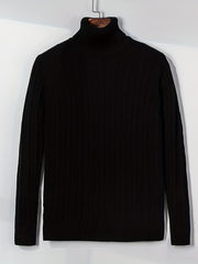 Men's Turtle Neck Knit Sweater Casual Mid Stretch Pullover